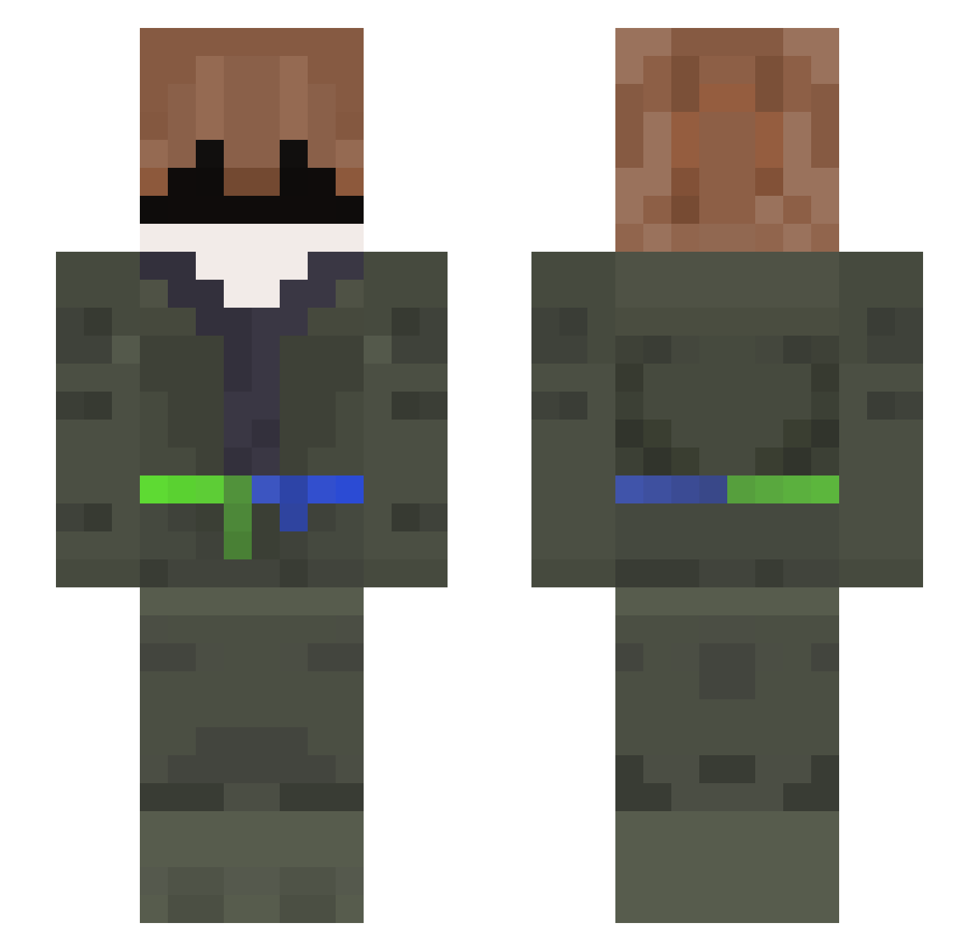 ZopilgasTV Minecraft skin, front and back view