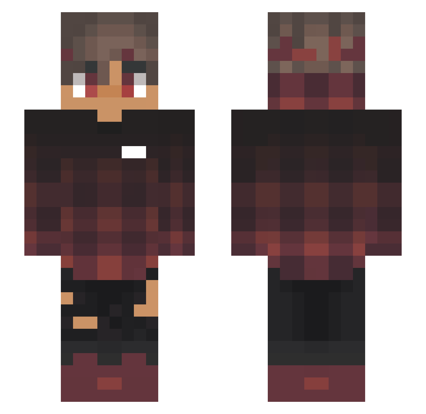 Skordge Minecraft skin, front and back view