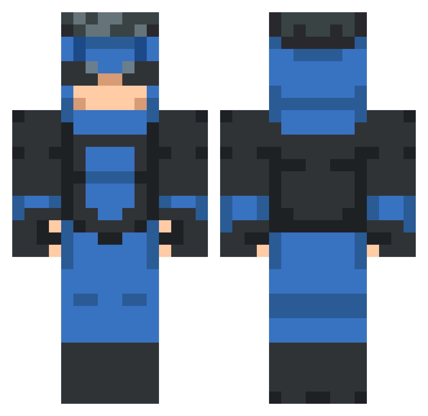 xNxtroX Minecraft skin, front and back view