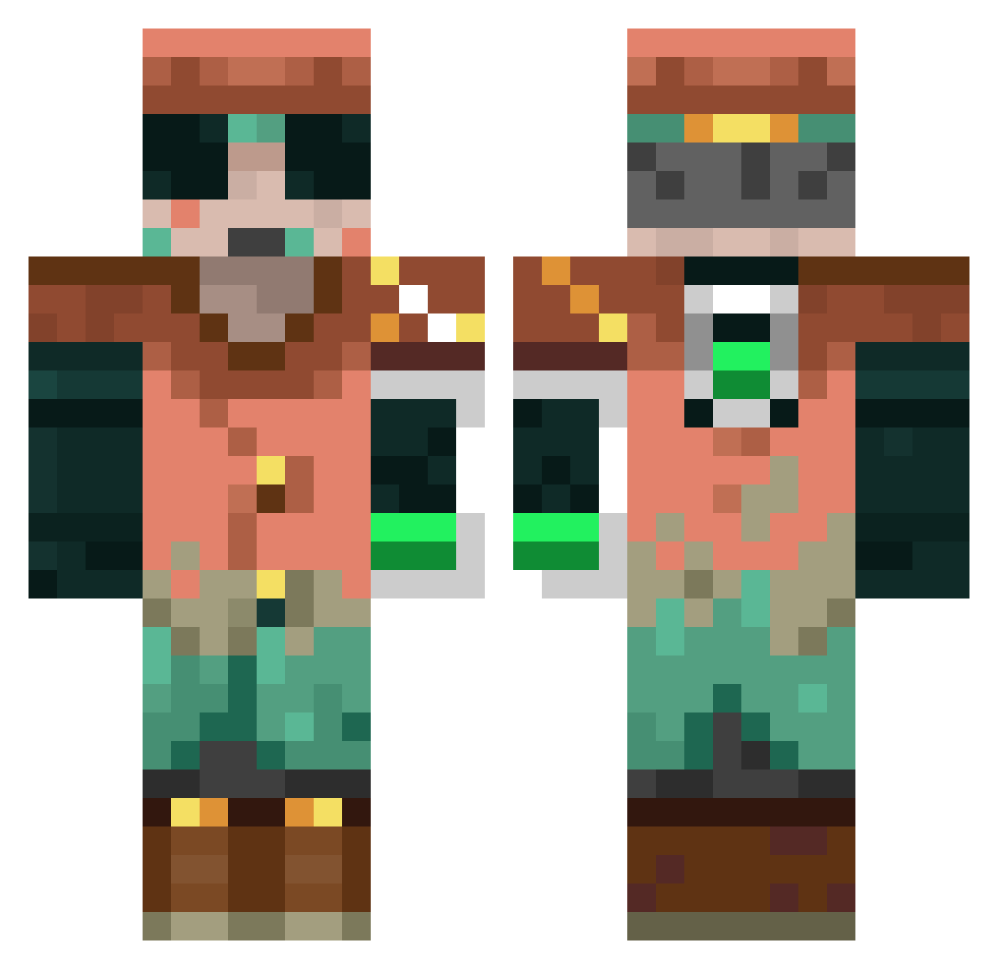 VapingPastaa Minecraft skin, front and back view