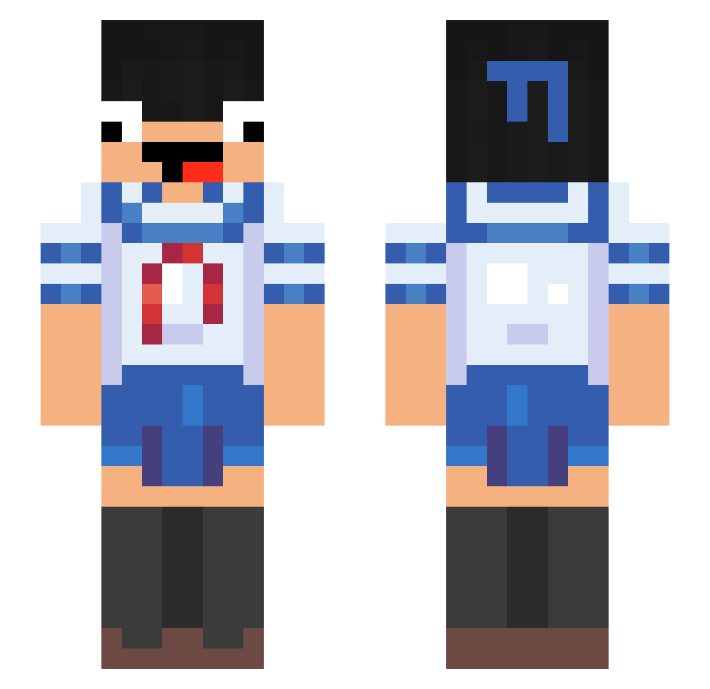 Tecenda Minecraft skin, front and back view
