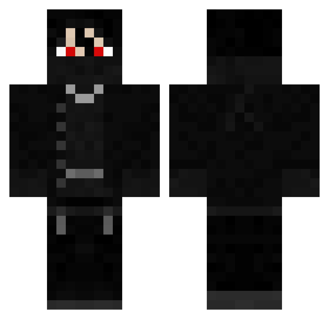 Shotted Minecraft skin, front and back view