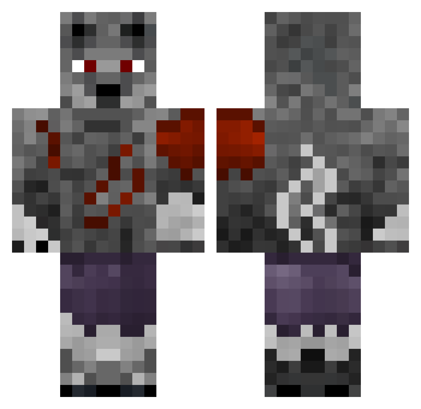 Arthannas Minecraft skin, front and back view