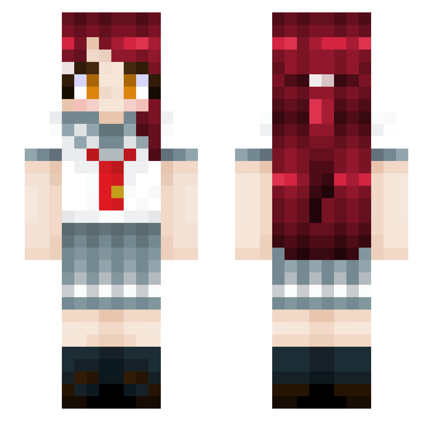 Riko Minecraft skin, front and back view