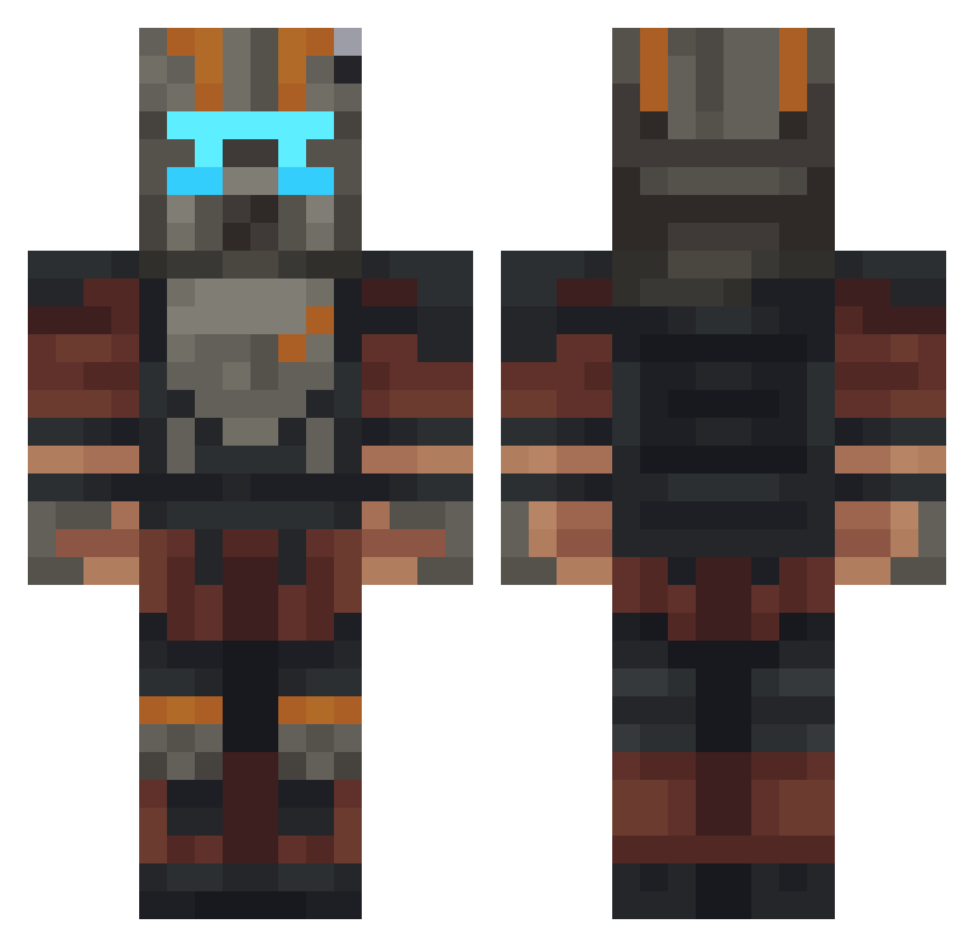 FroakieCharge Minecraft skin, front and back view