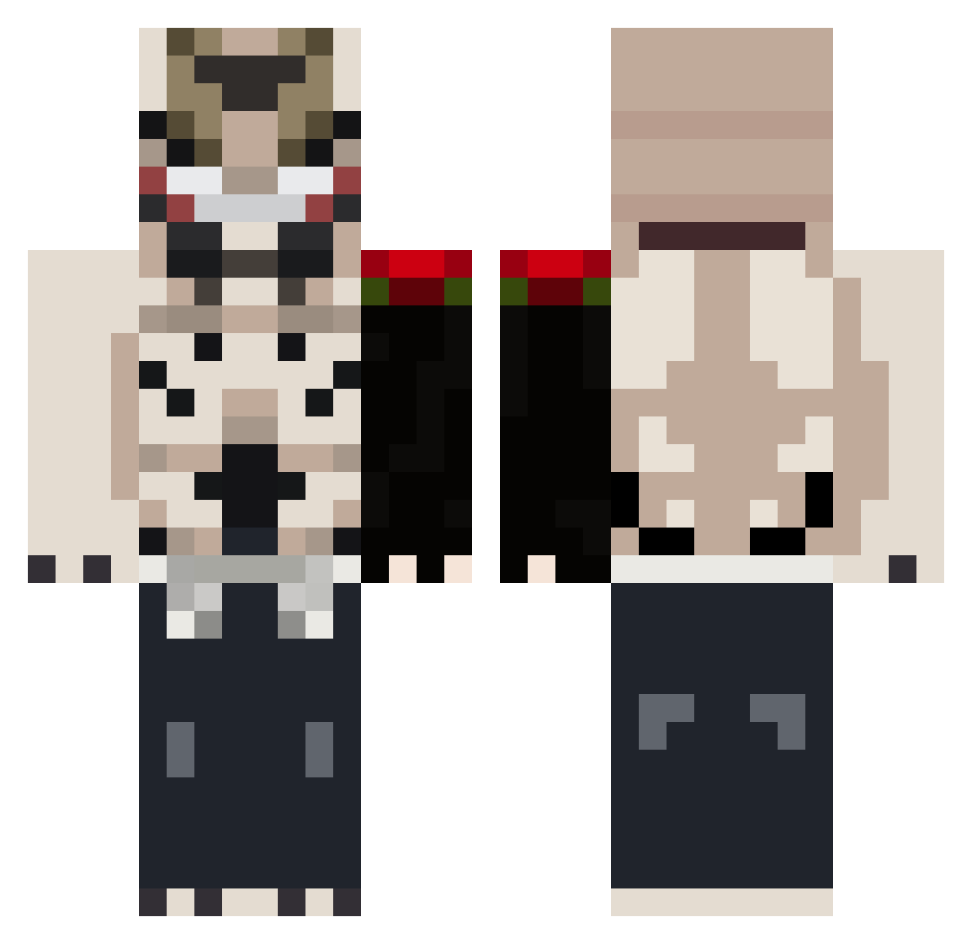 blurbe Minecraft skin, front and back view
