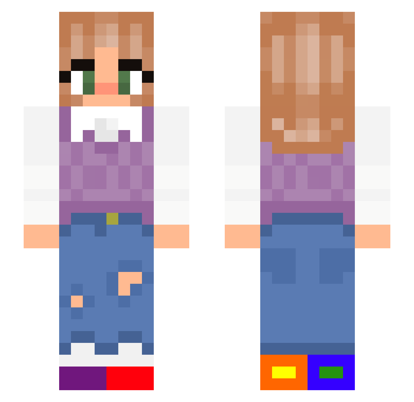 wtfryanne Minecraft skin, front and back view