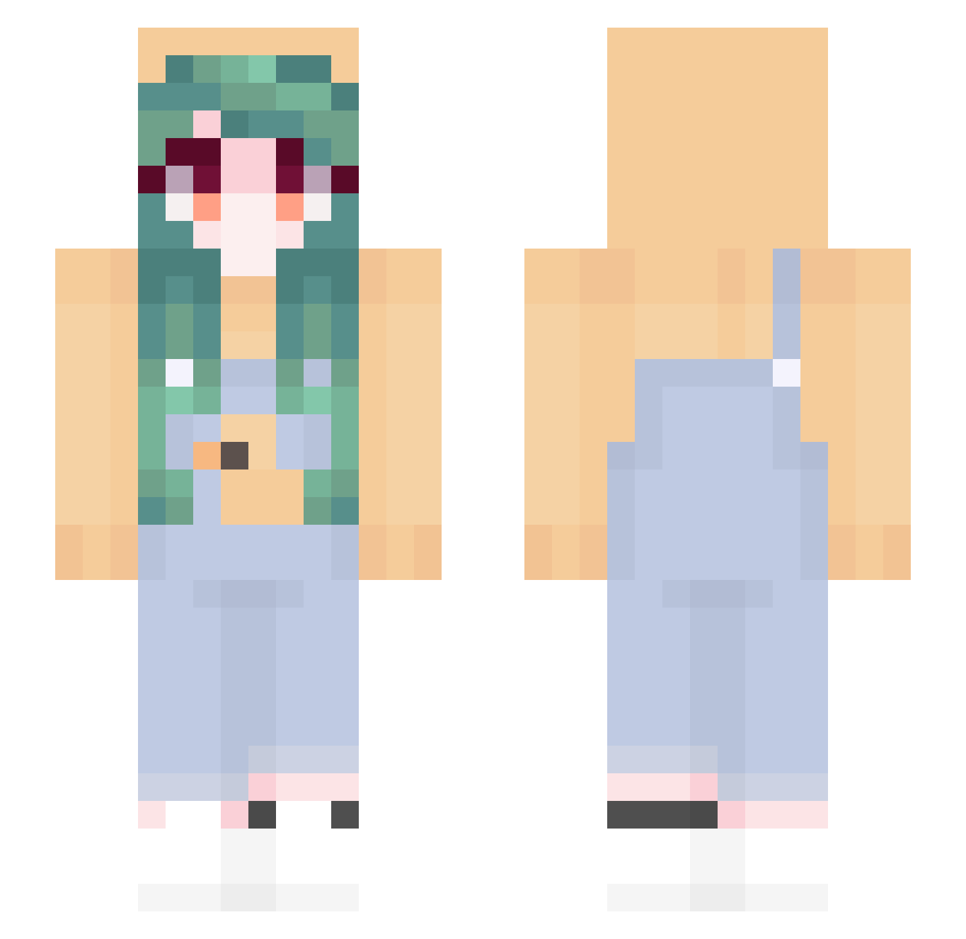 po_cky Minecraft skin, front and back view