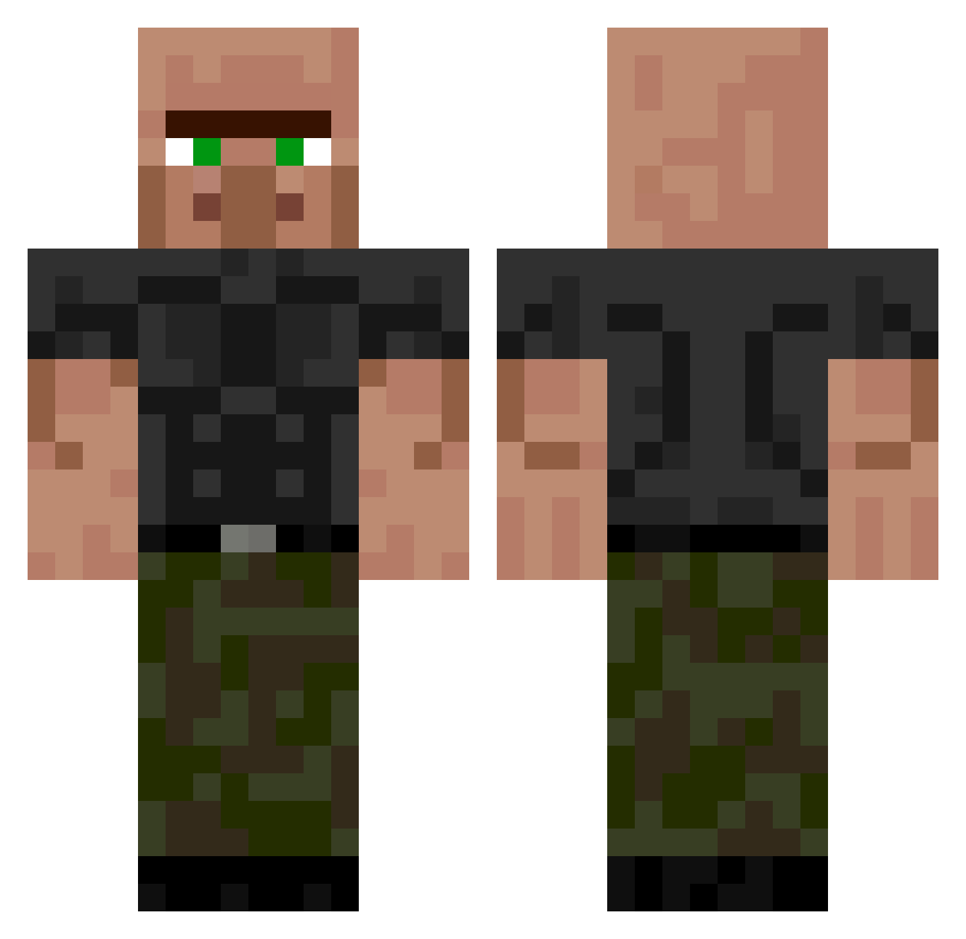 byoolur Minecraft skin, front and back view