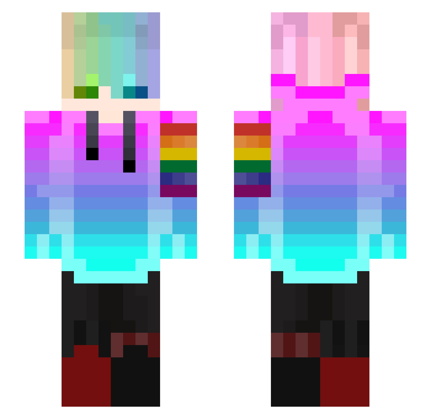 TiburcioJamon Minecraft skin, front and back view