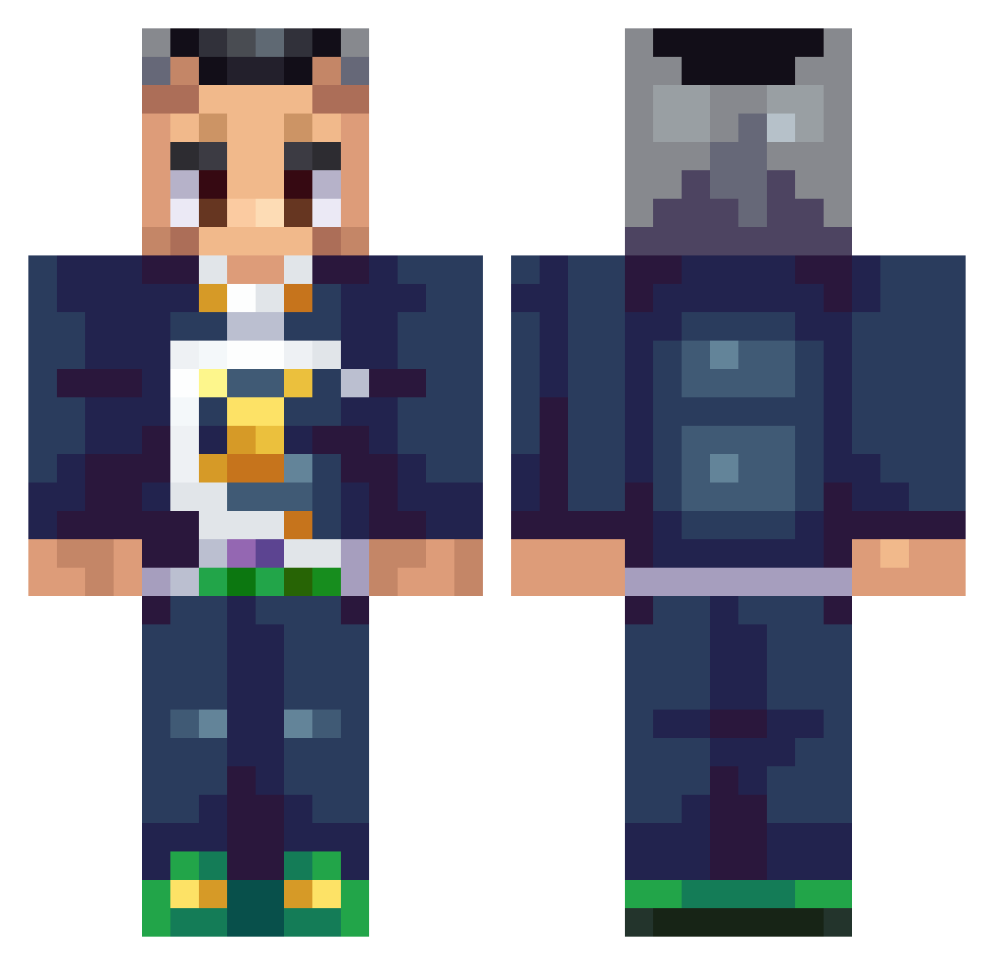 Jidex26 Minecraft skin, front and back view