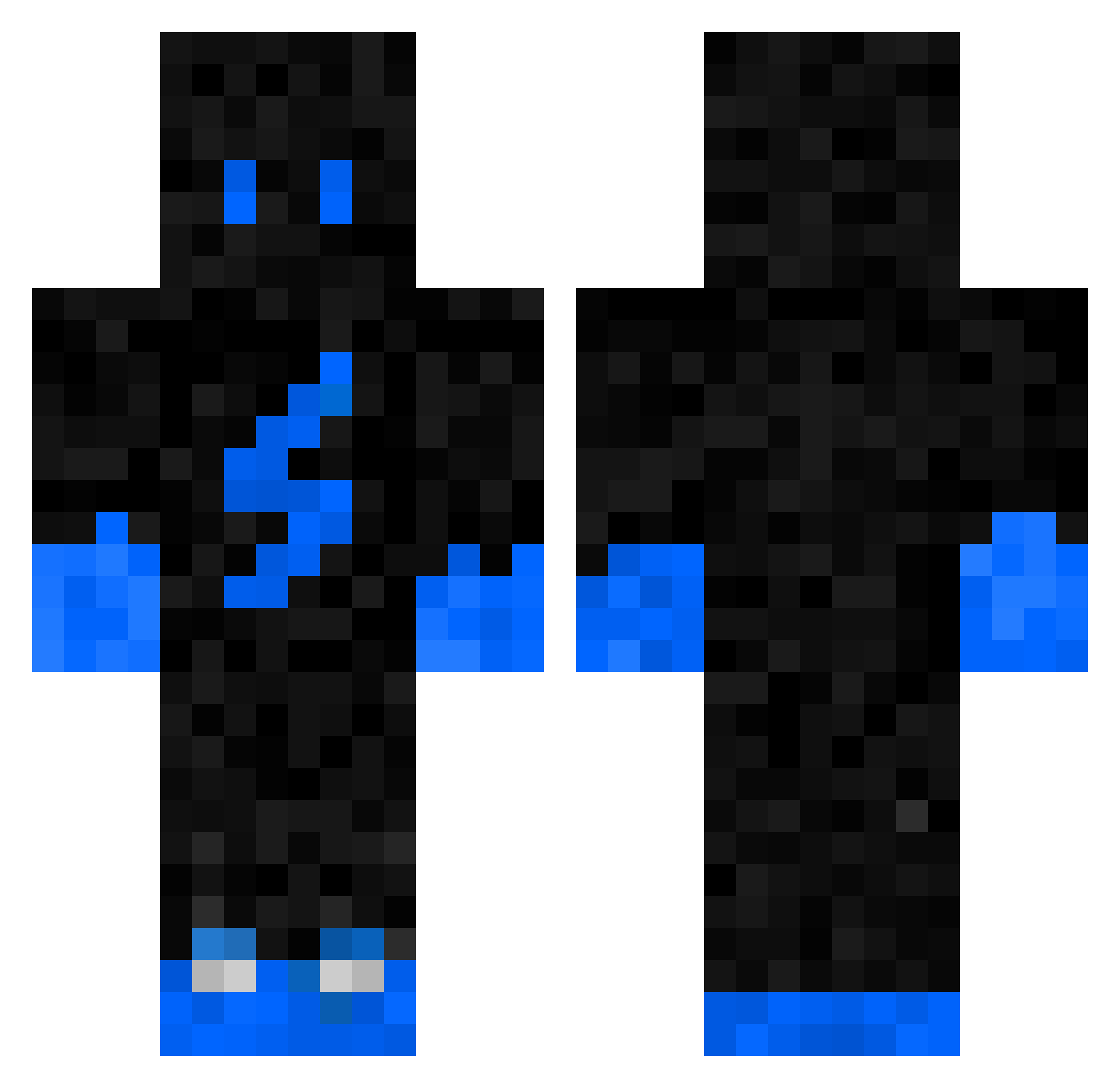 Boltium Minecraft skin, front and back view