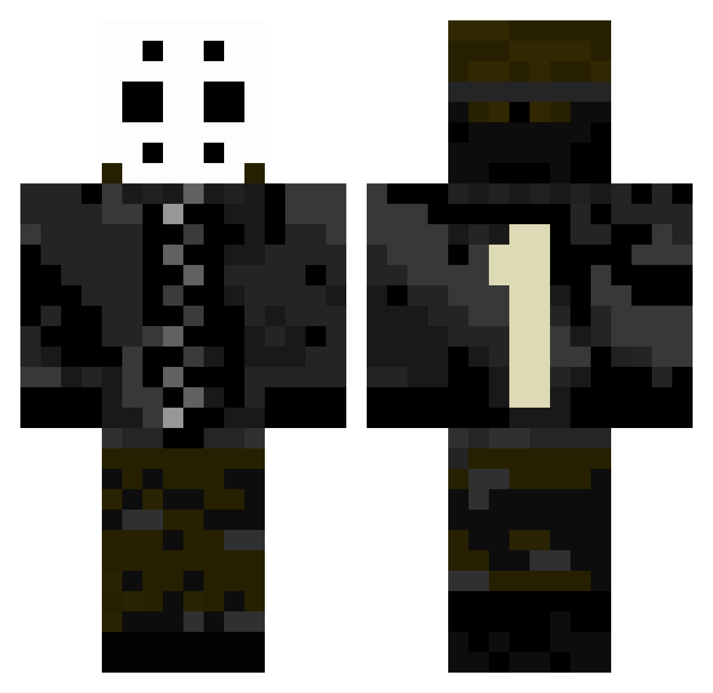 SausageForShape Minecraft skin, front and back view