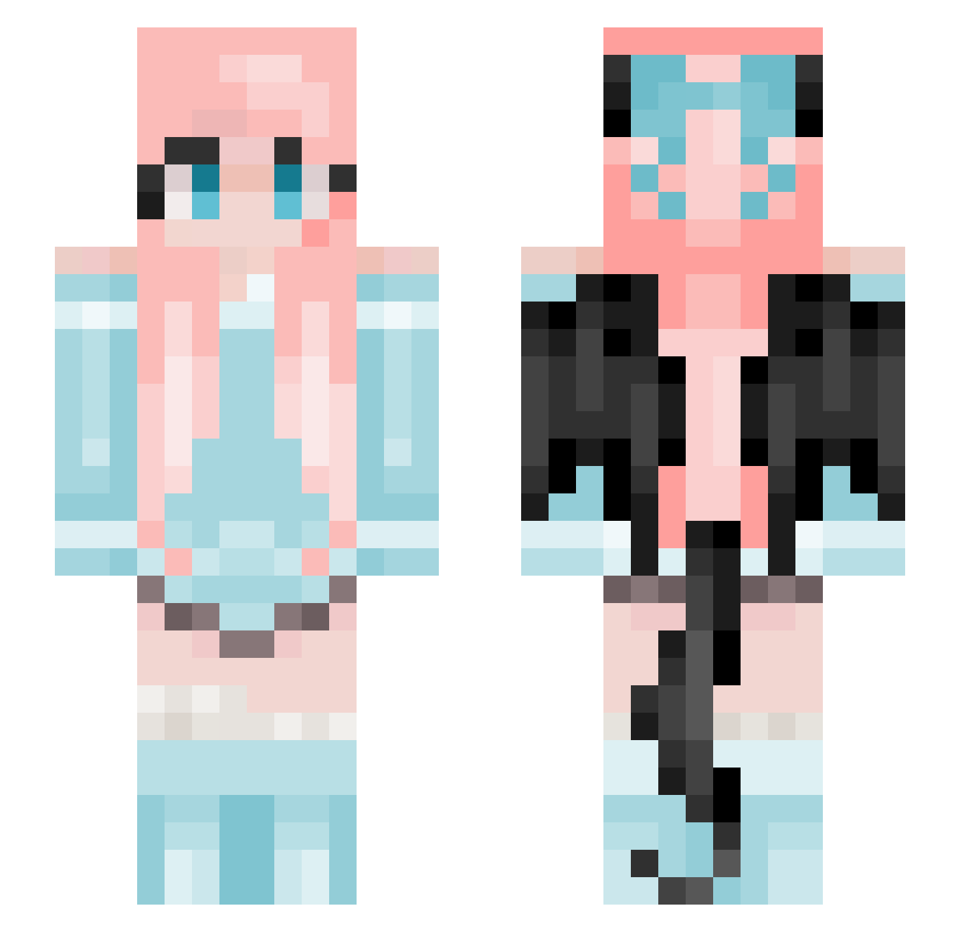xLittlemess Minecraft skin, front and back view