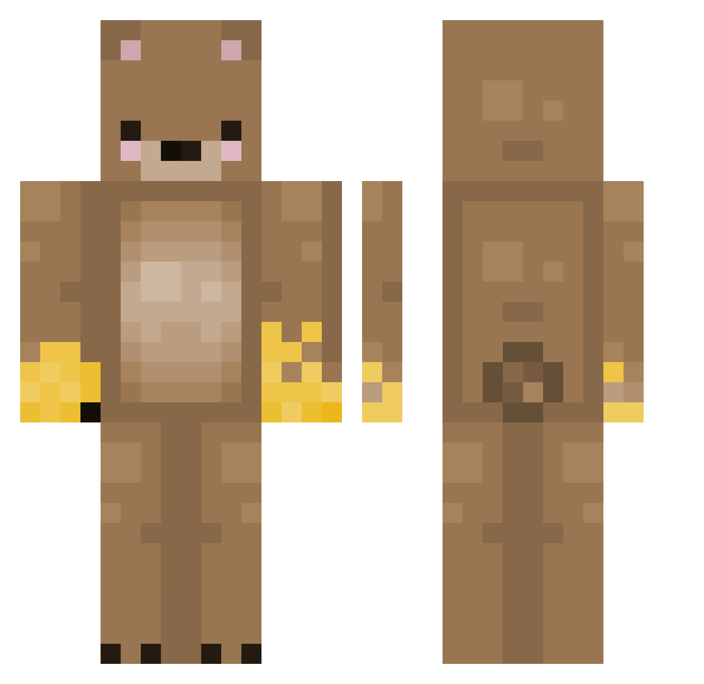 MichaOG Minecraft skin, front and back view