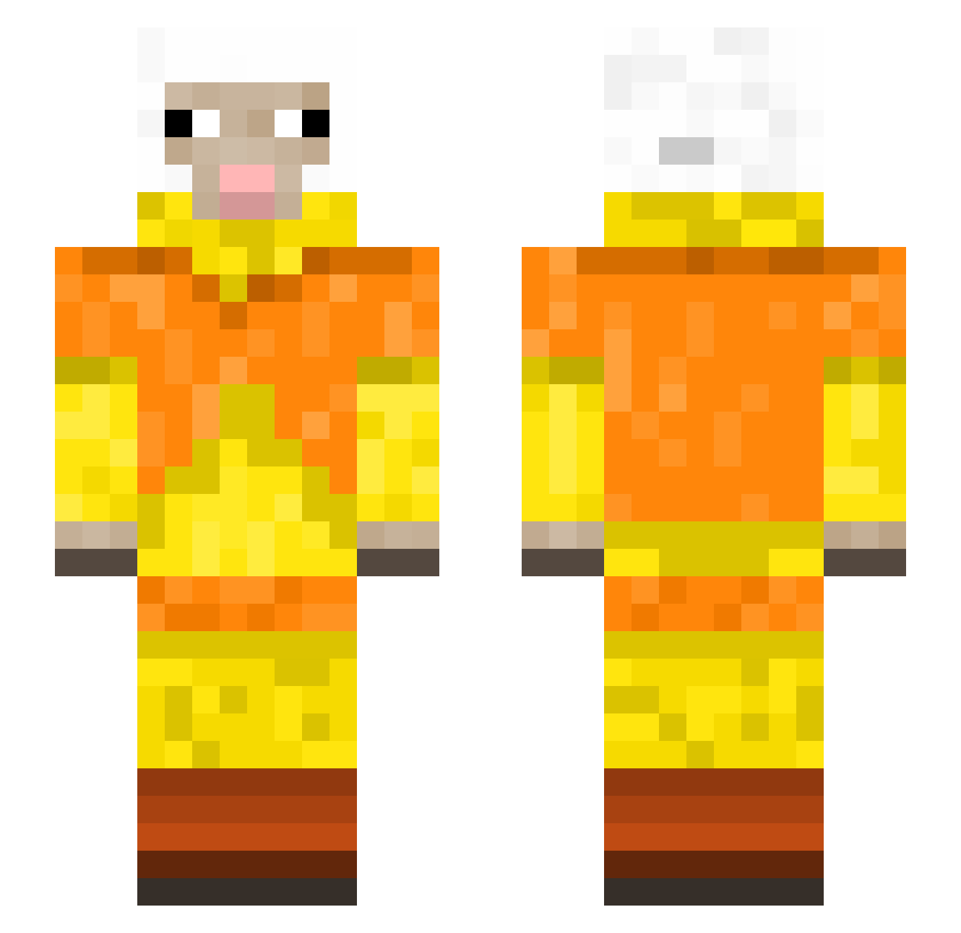 Fomto2 Minecraft skin, front and back view