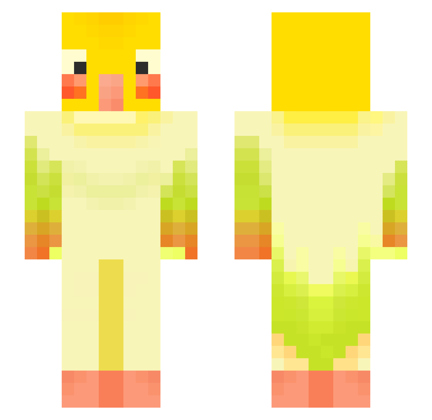 Duck_chang Minecraft skin, front and back view
