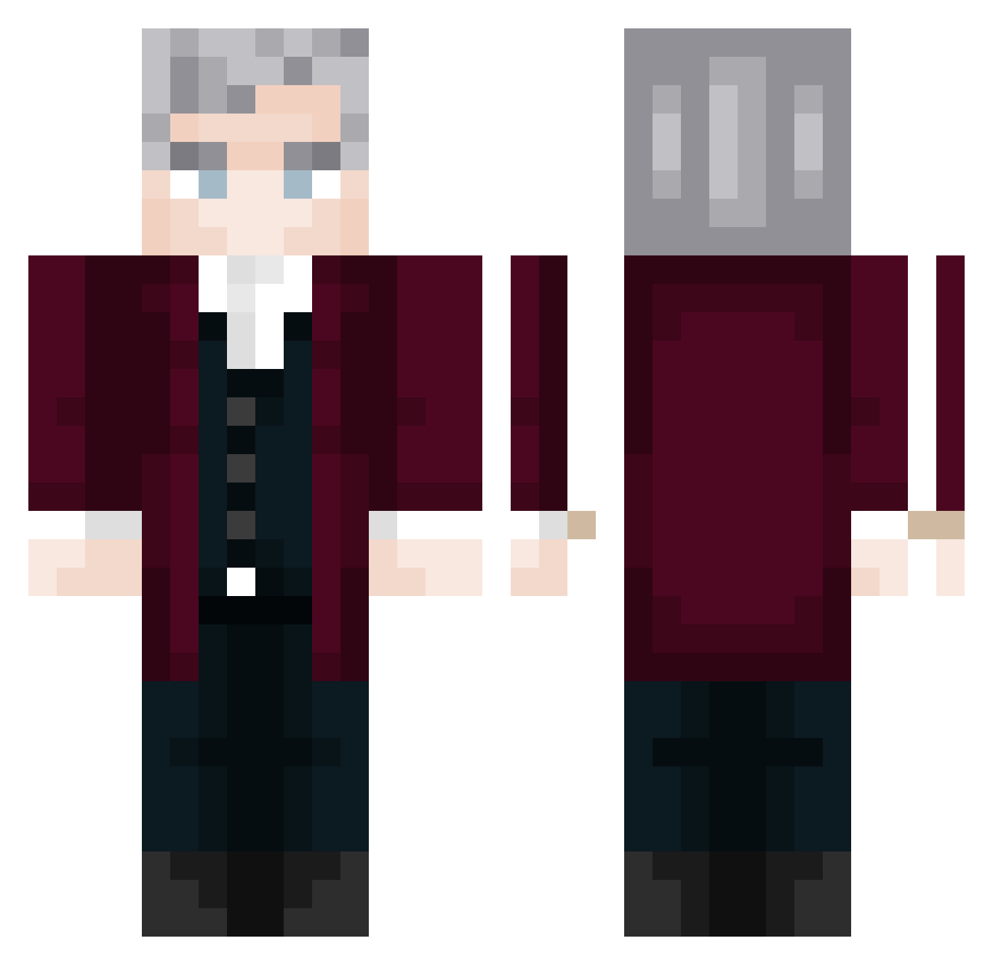 peaopol Minecraft skin, front and back view