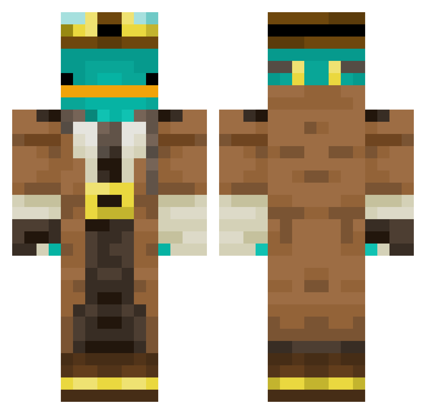 Xuxedog Minecraft skin, front and back view