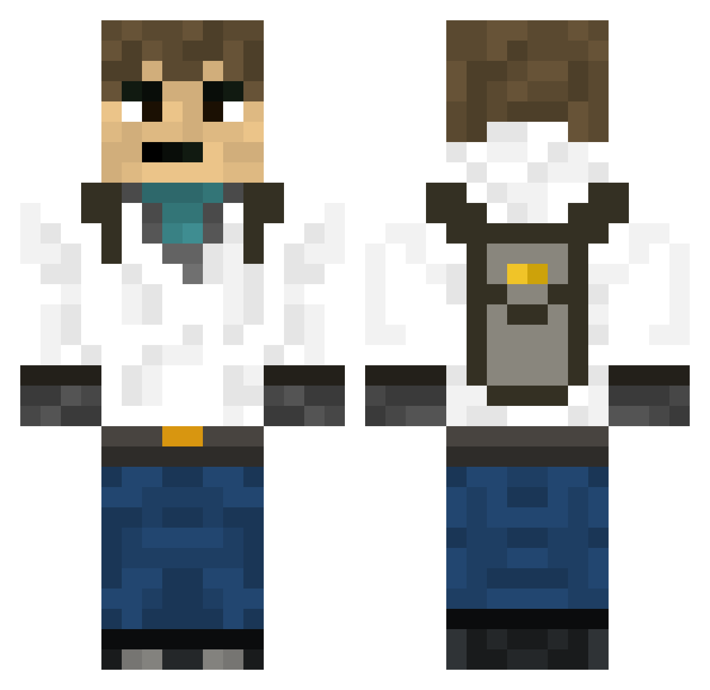 Yells Minecraft skin, front and back view