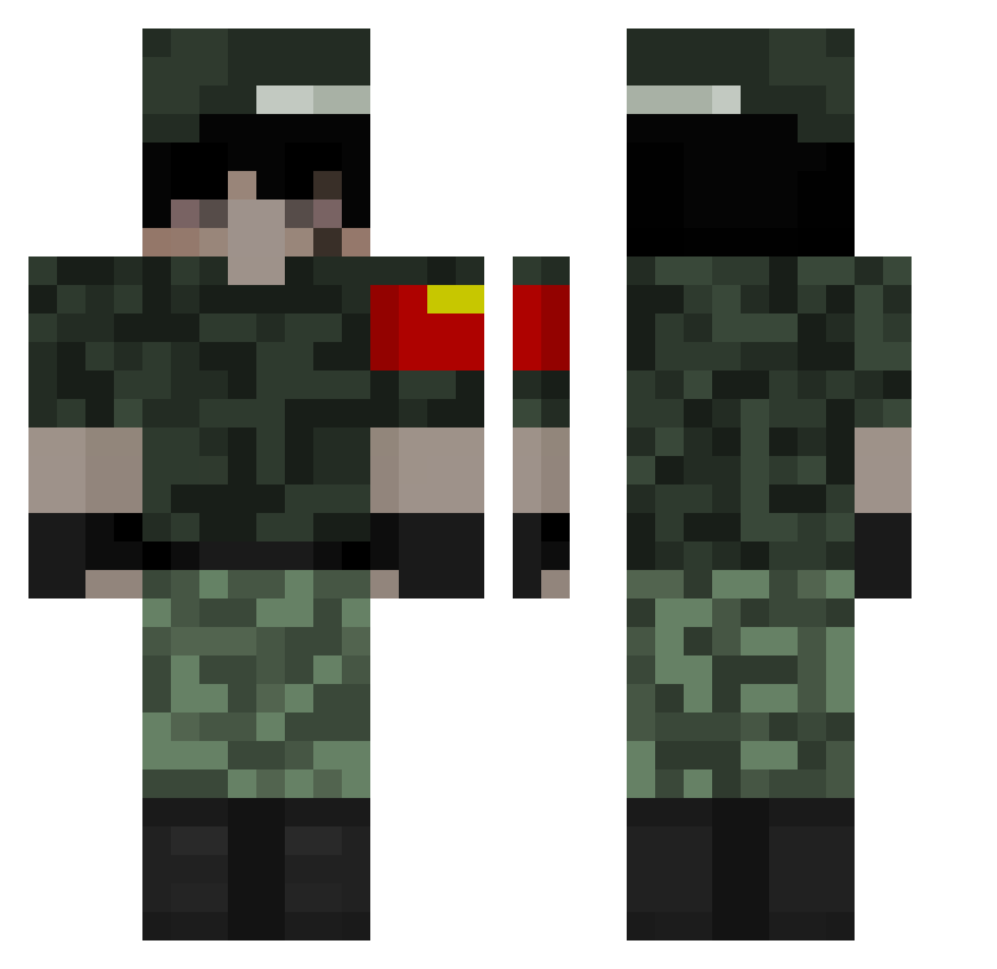 Qrashi Minecraft skin, front and back view