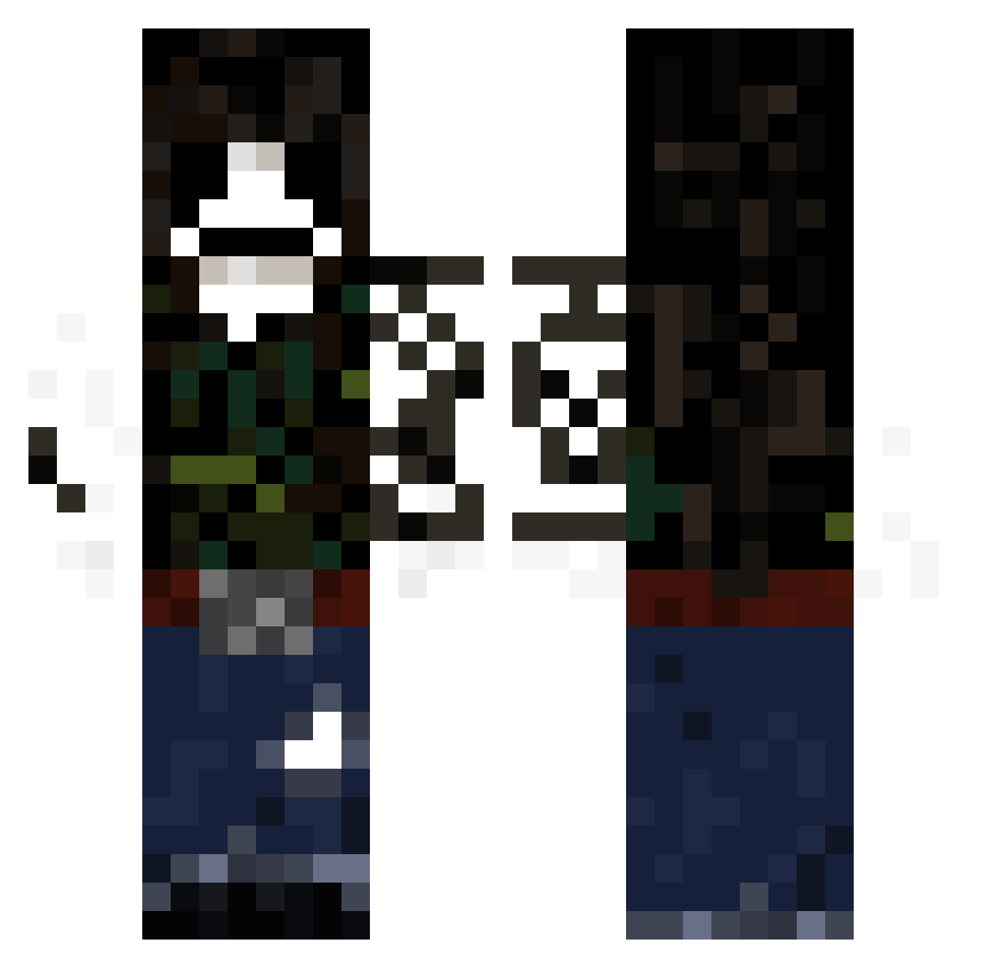 Iksek Minecraft skin, front and back view