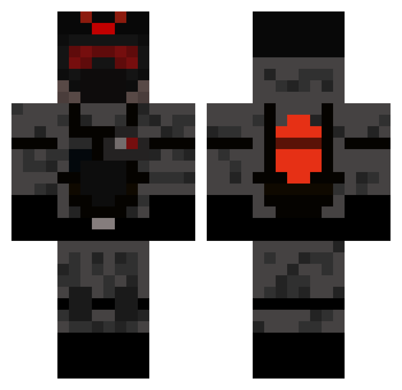 Teaiester Minecraft skin, front and back view