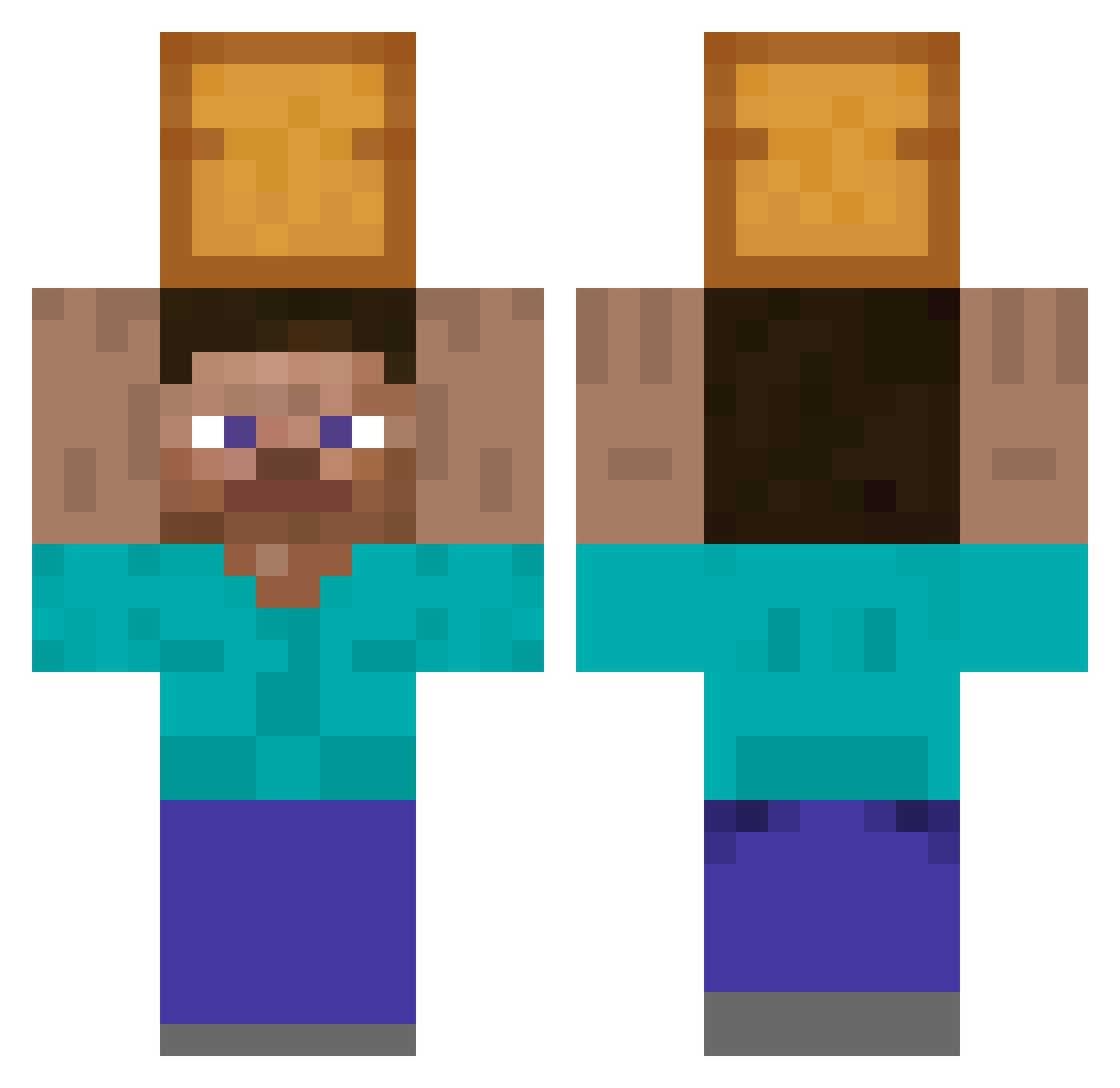 FitnessBread Minecraft skin, front and back view