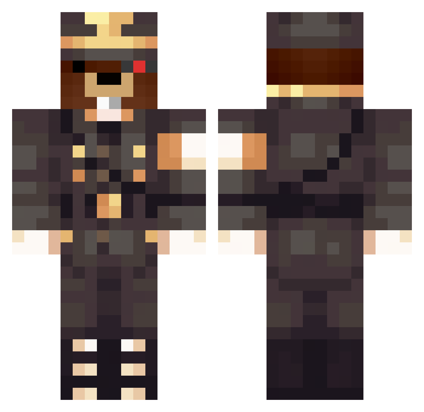 VoraX_v1 Minecraft skin, front and back view