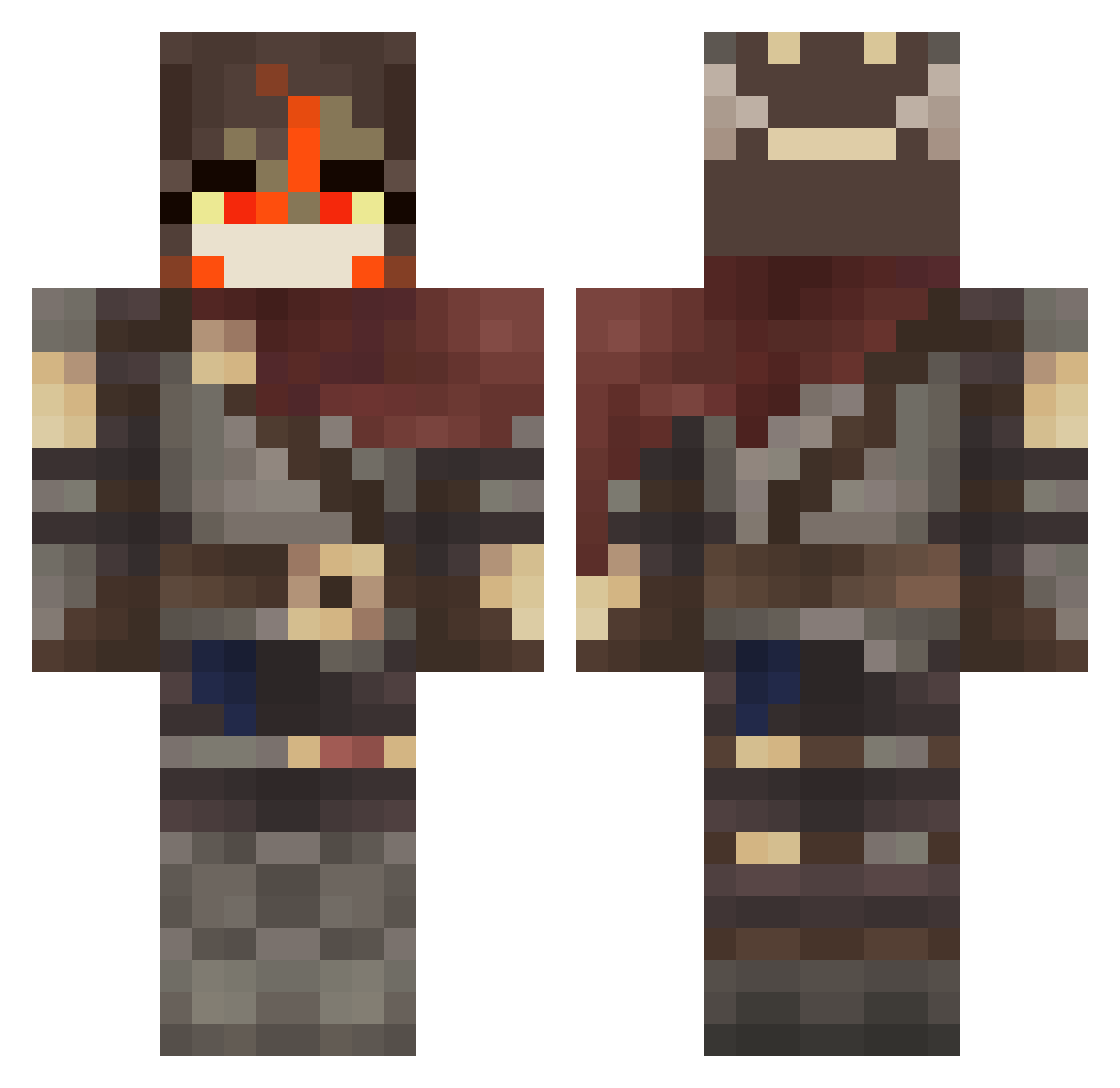 Vermillionw Minecraft skin, front and back view