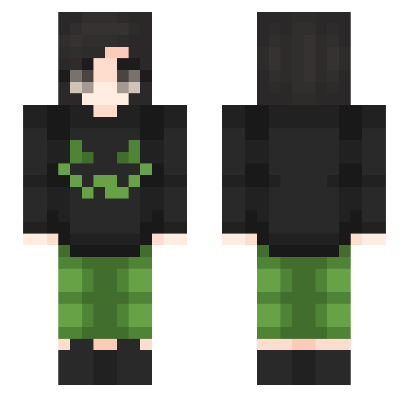 Skommelslaai Minecraft skin, front and back view