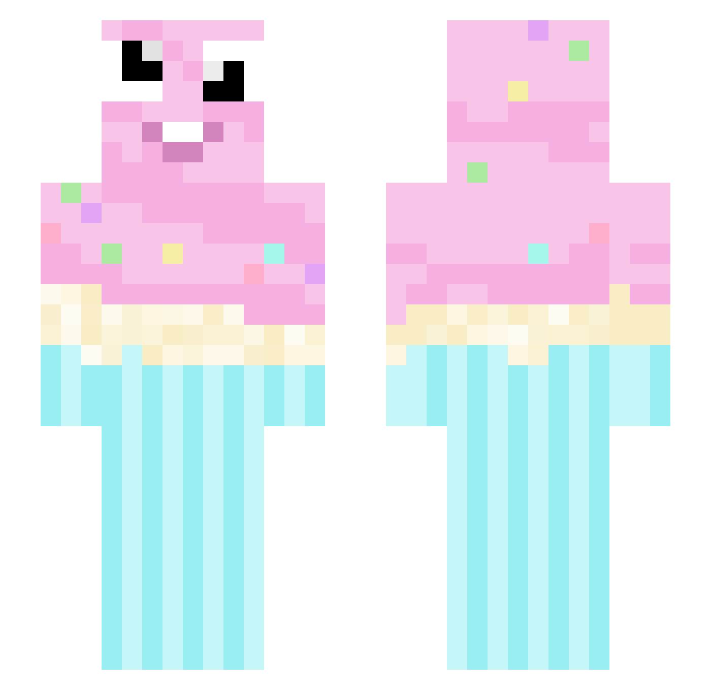 cherrykrasia Minecraft skin, front and back view