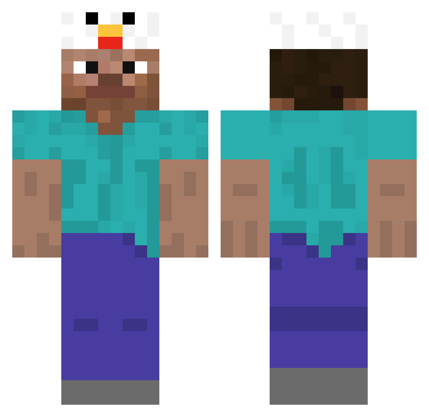 Homeward Minecraft skin, front and back view