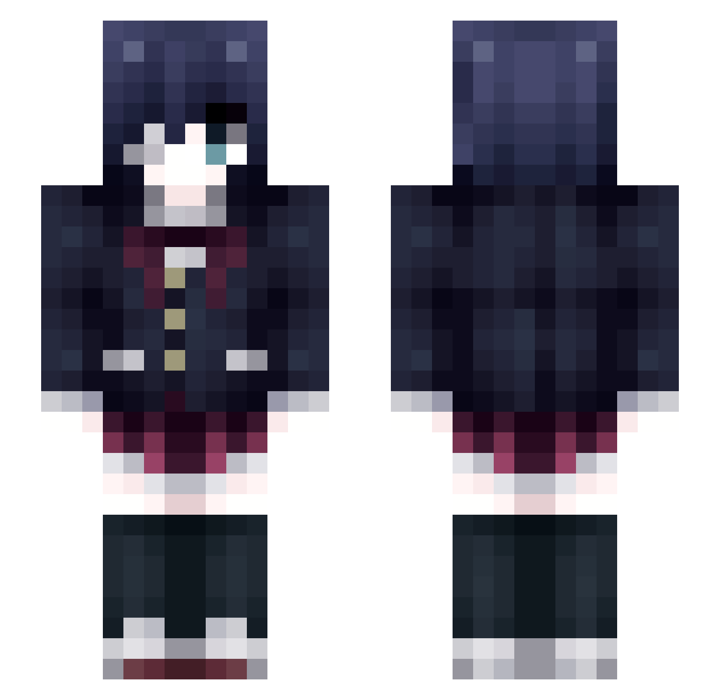 Trap0 Minecraft skin, front and back view