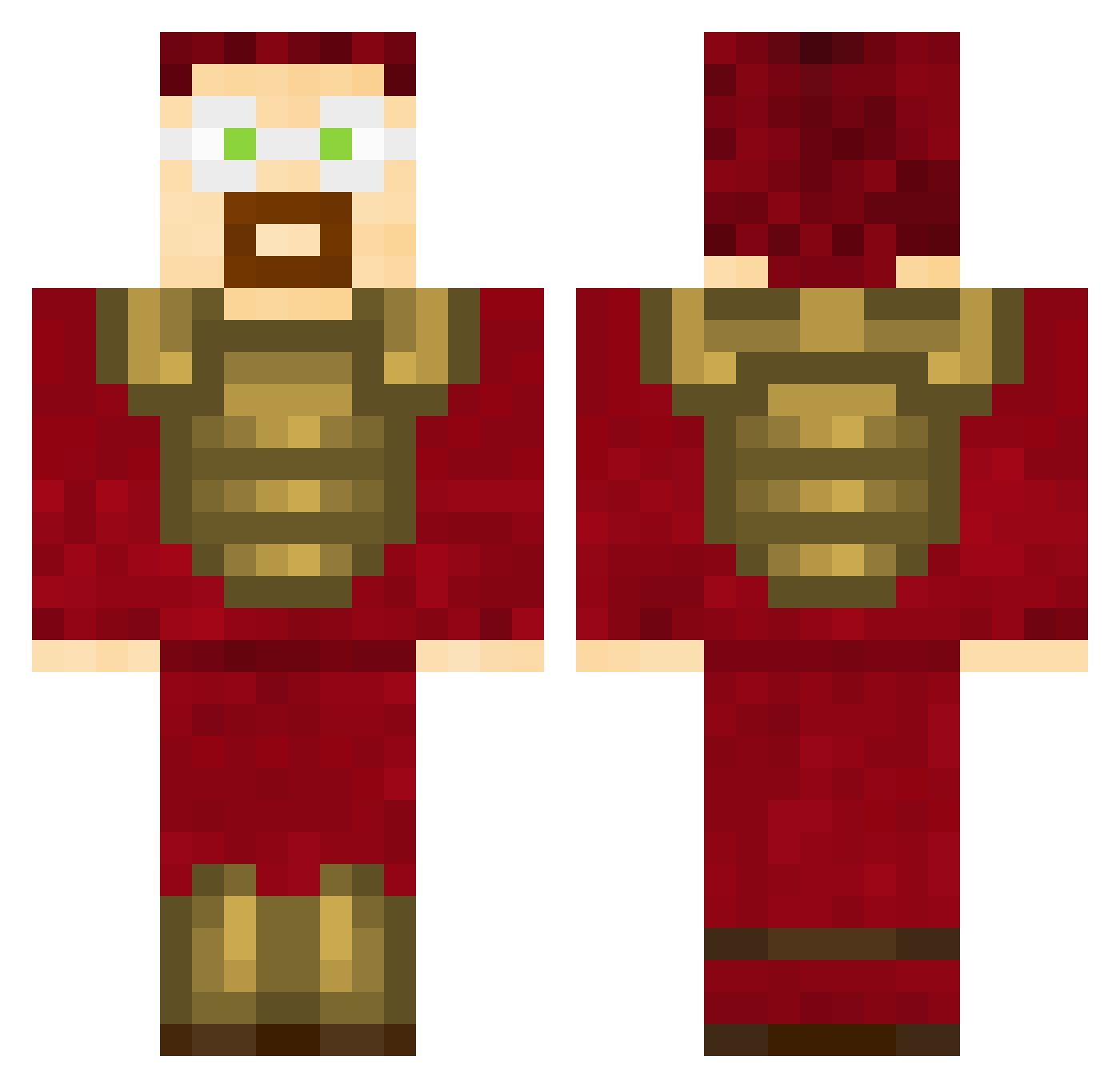 BiggBott Minecraft skin, front and back view