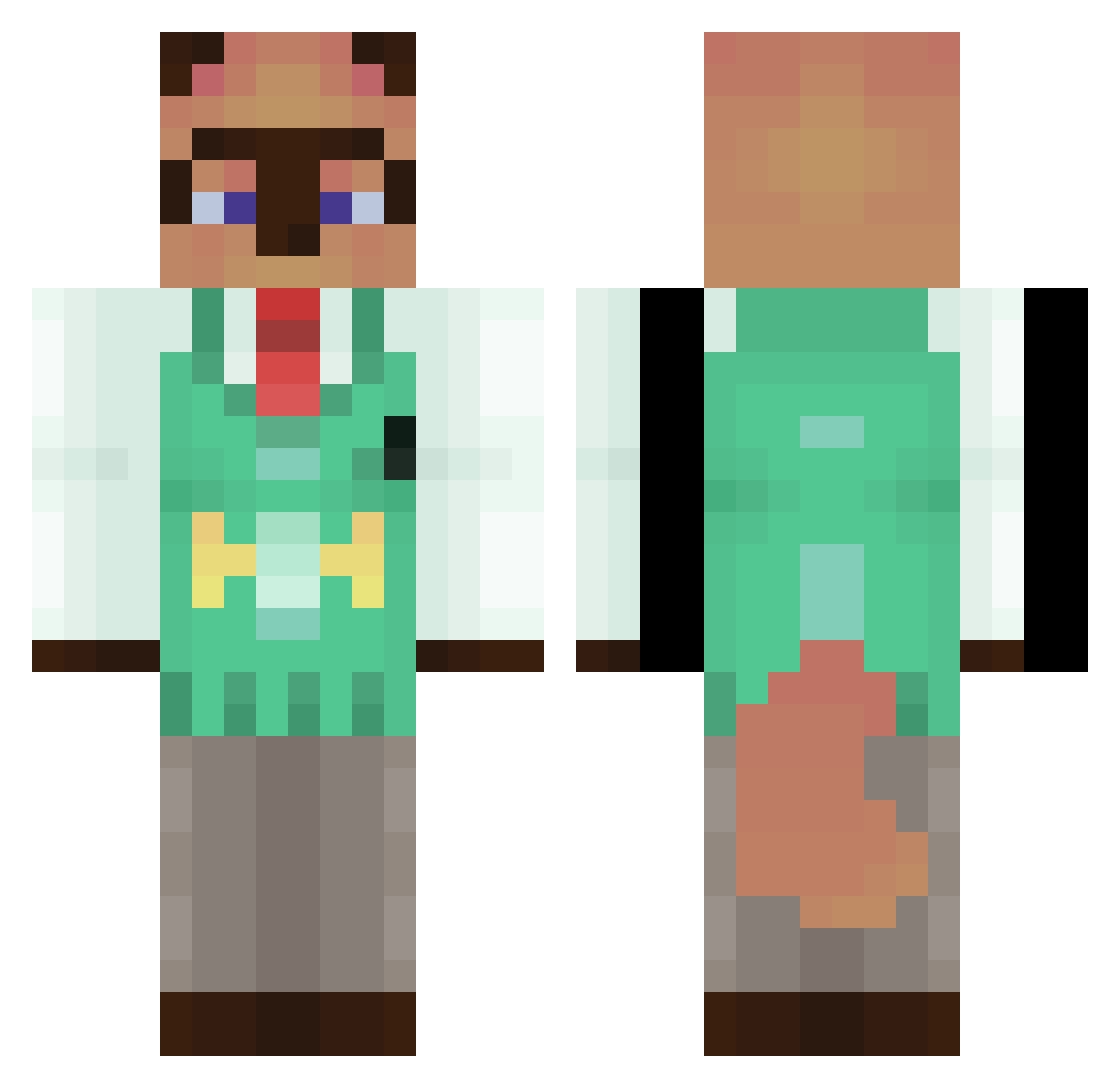 Xegv Minecraft skin, front and back view