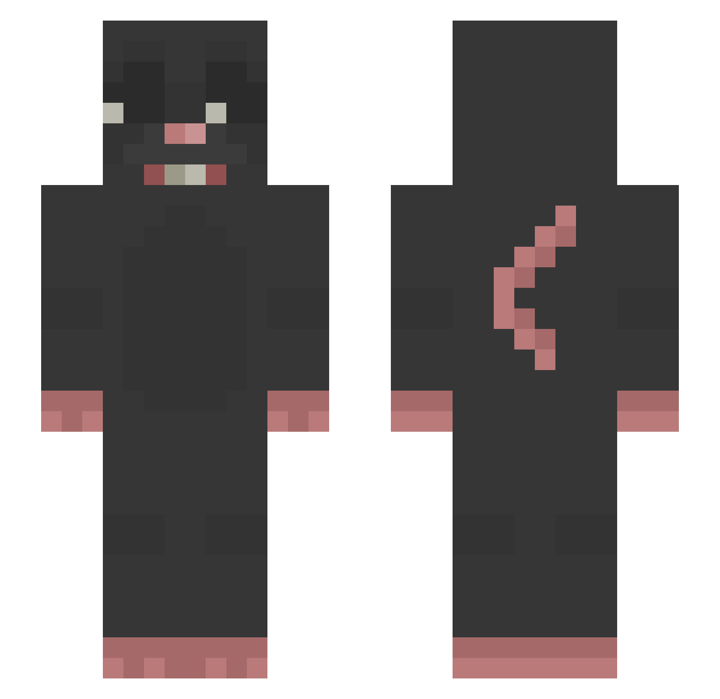 BeefBurger Minecraft skin, front and back view