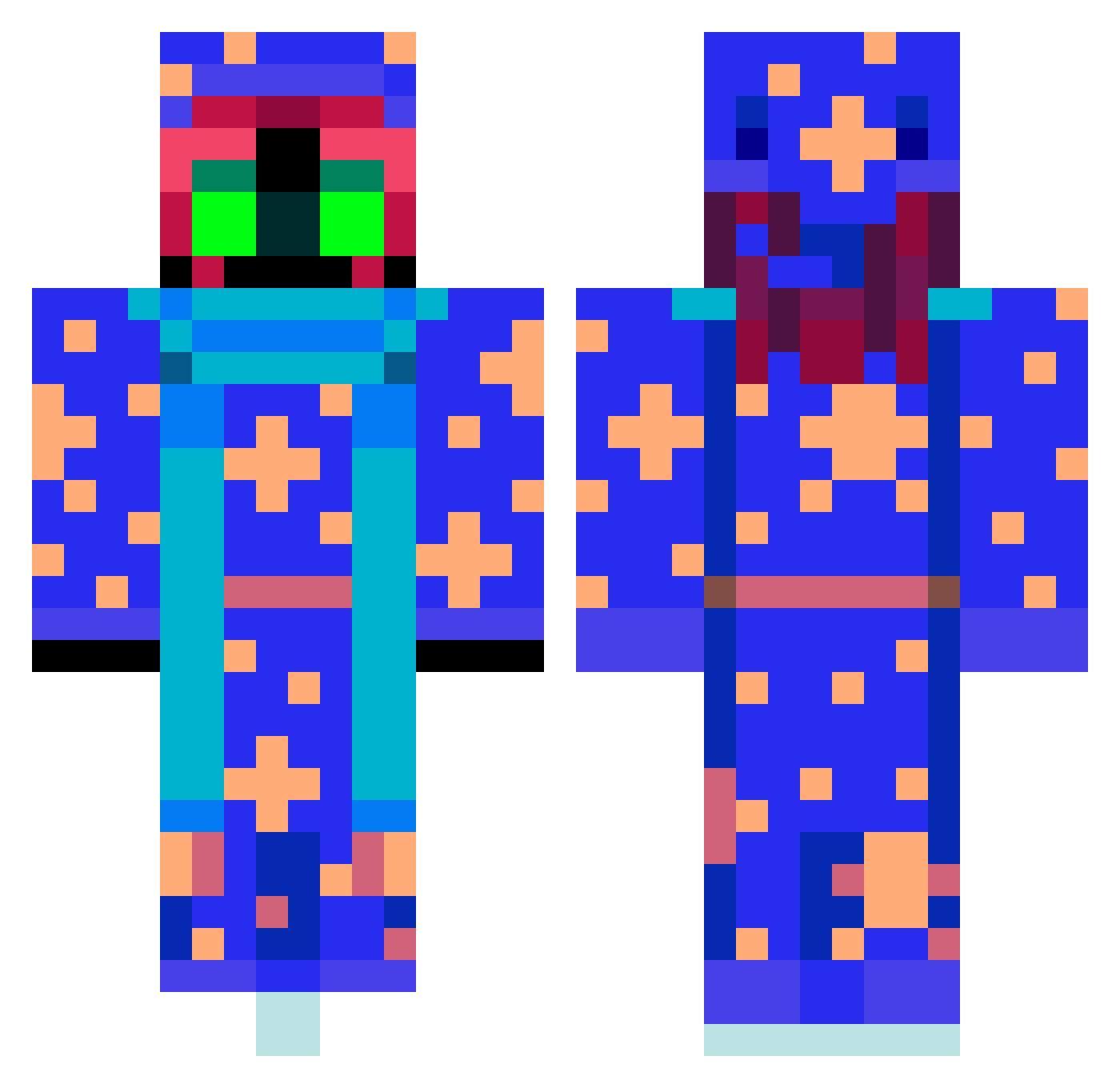 wormprincess Minecraft skin, front and back view