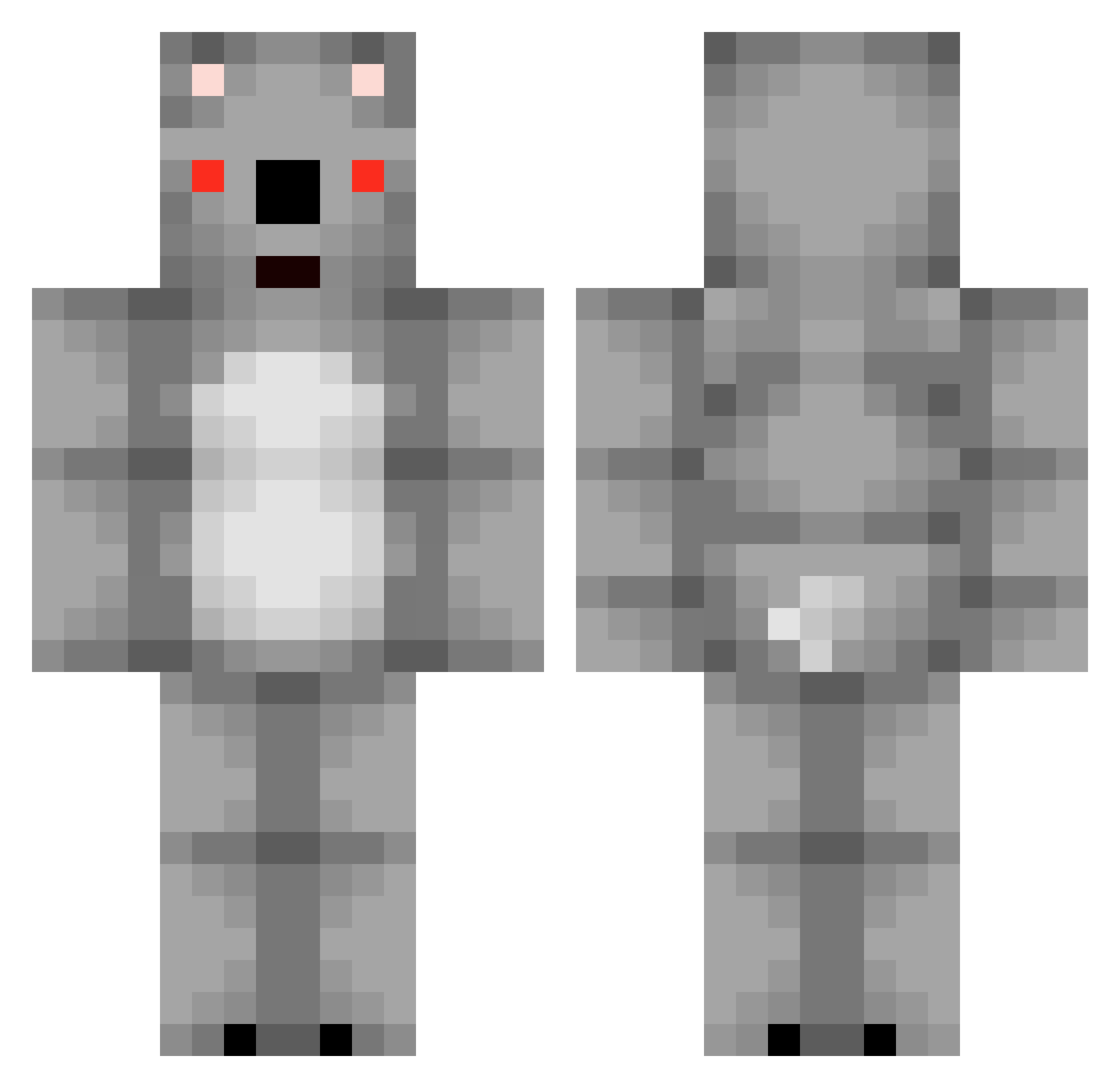 Hefman Minecraft skin, front and back view