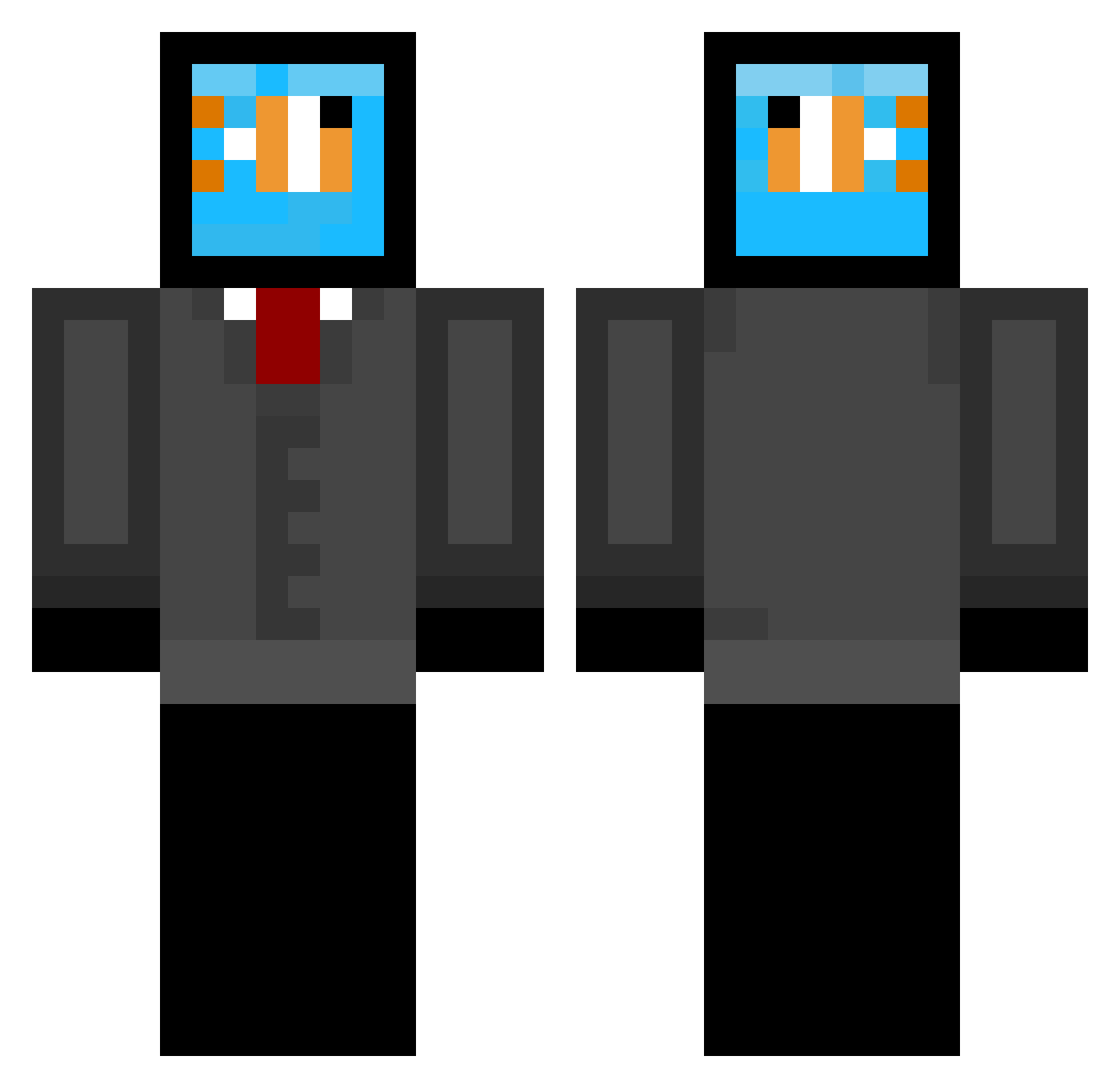 VortexCJK Minecraft skin, front and back view