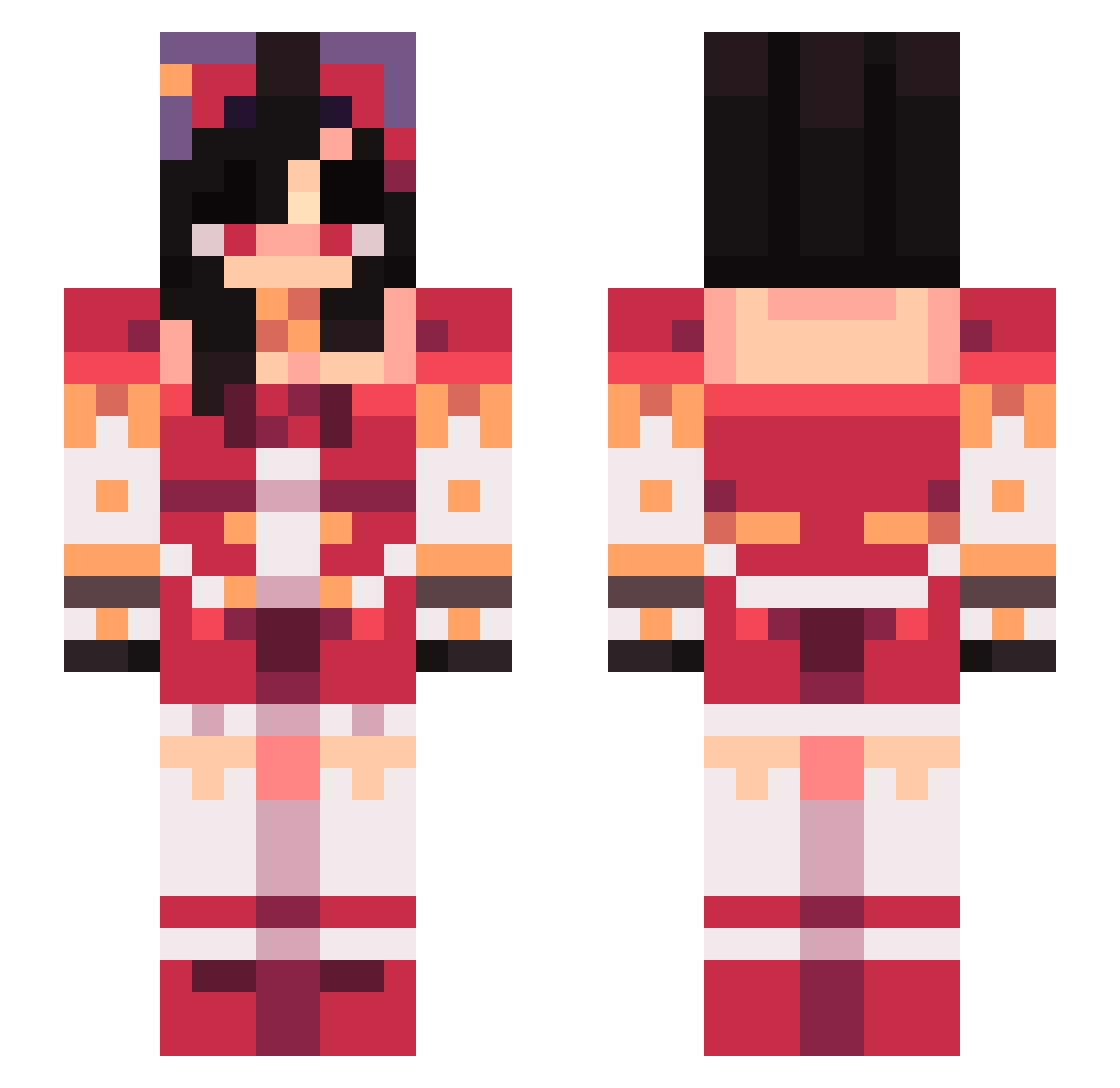 BuffyChu Minecraft skin, front and back view