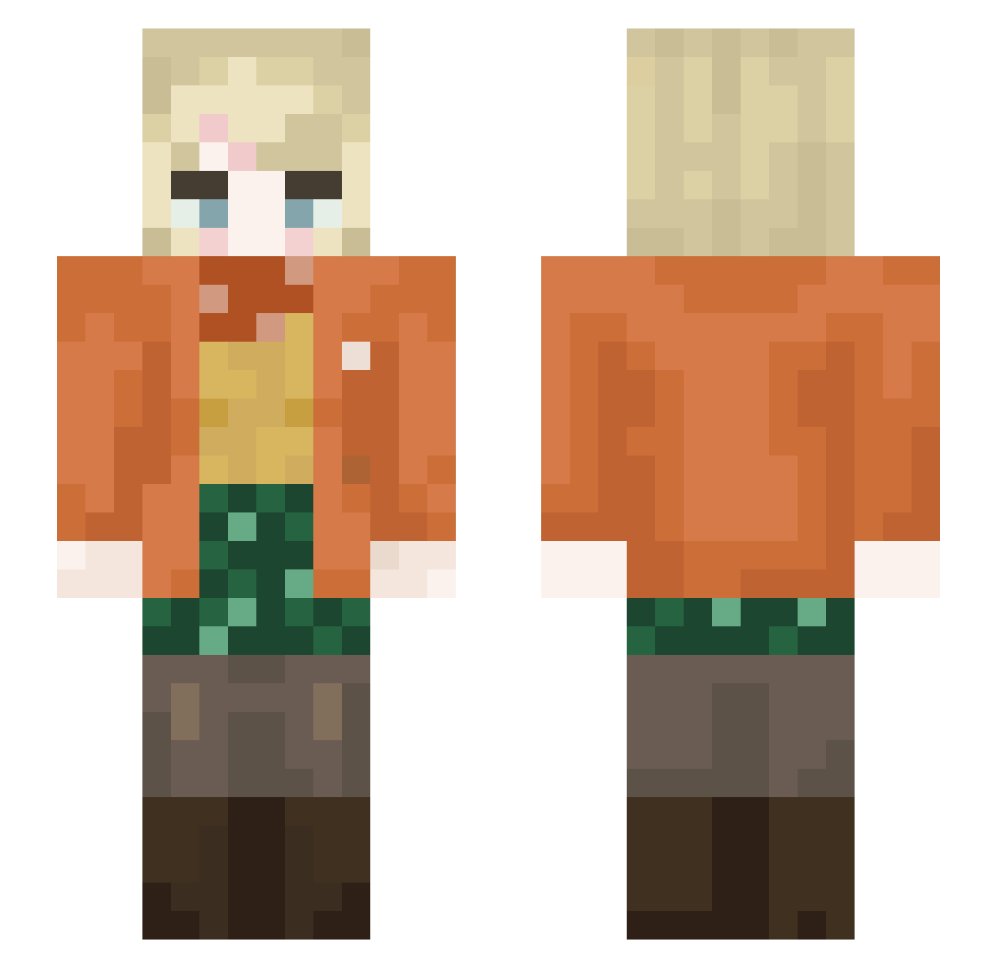 Whatai Minecraft skin, front and back view