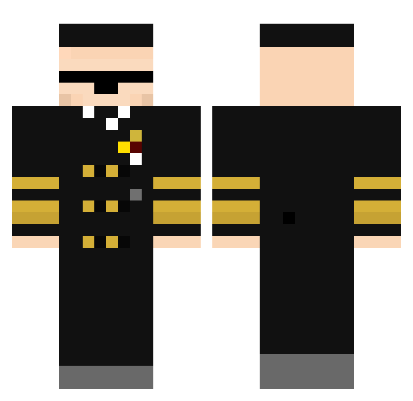Hipples Minecraft skin, front and back view