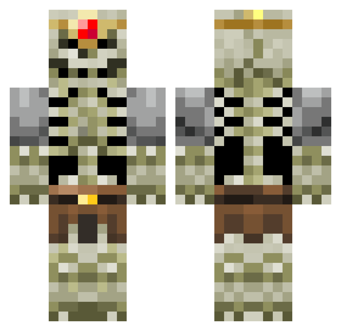 Retortion Minecraft skin, front and back view