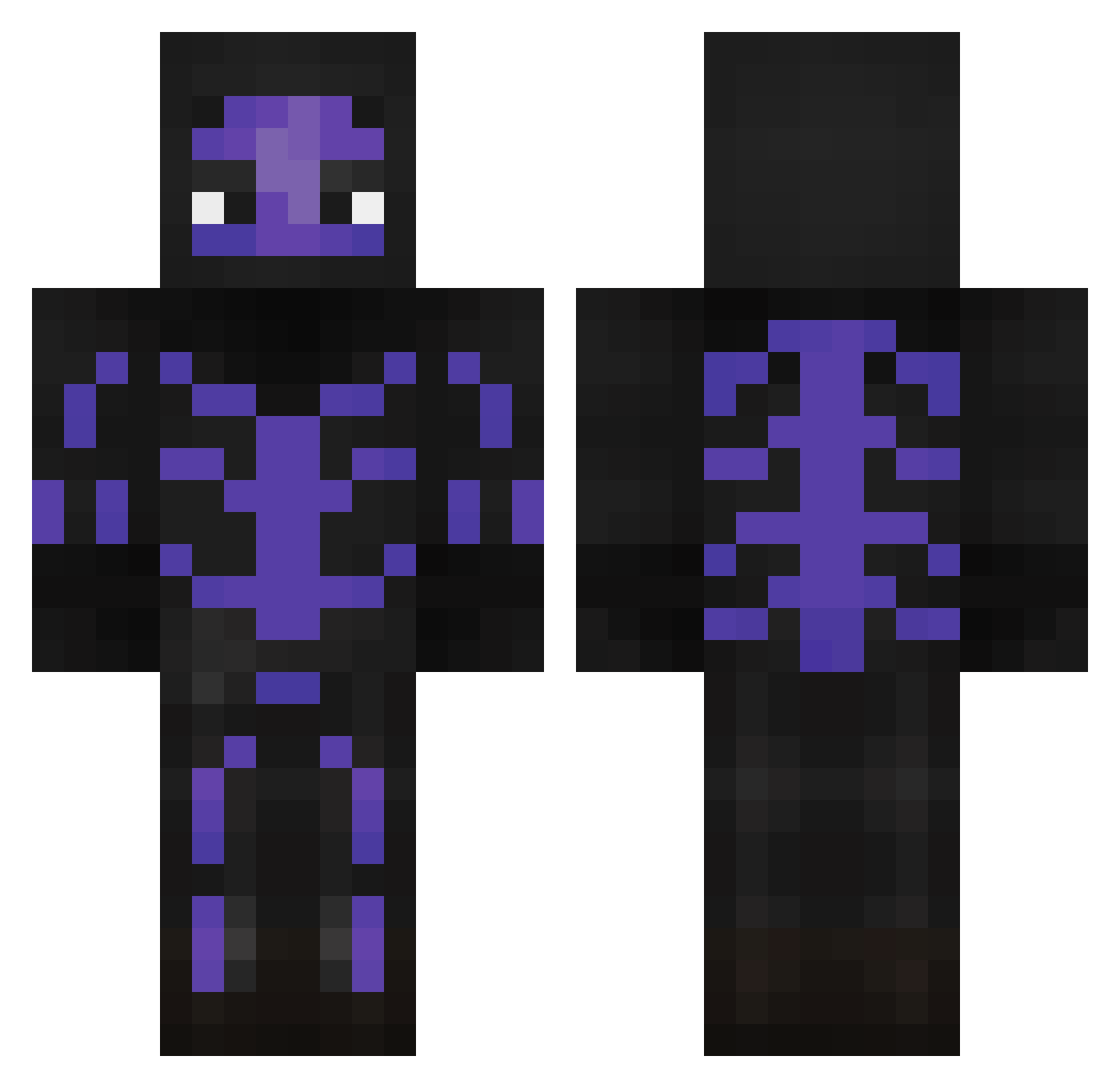 xdTV Minecraft skin, front and back view
