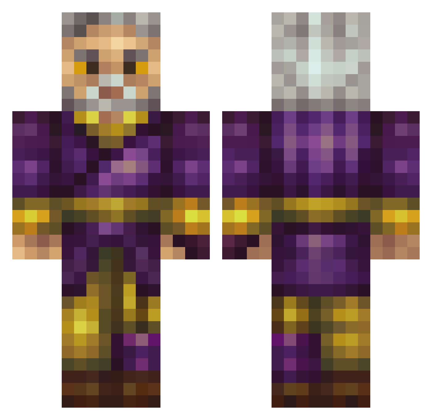 sezzce Minecraft skin, front and back view