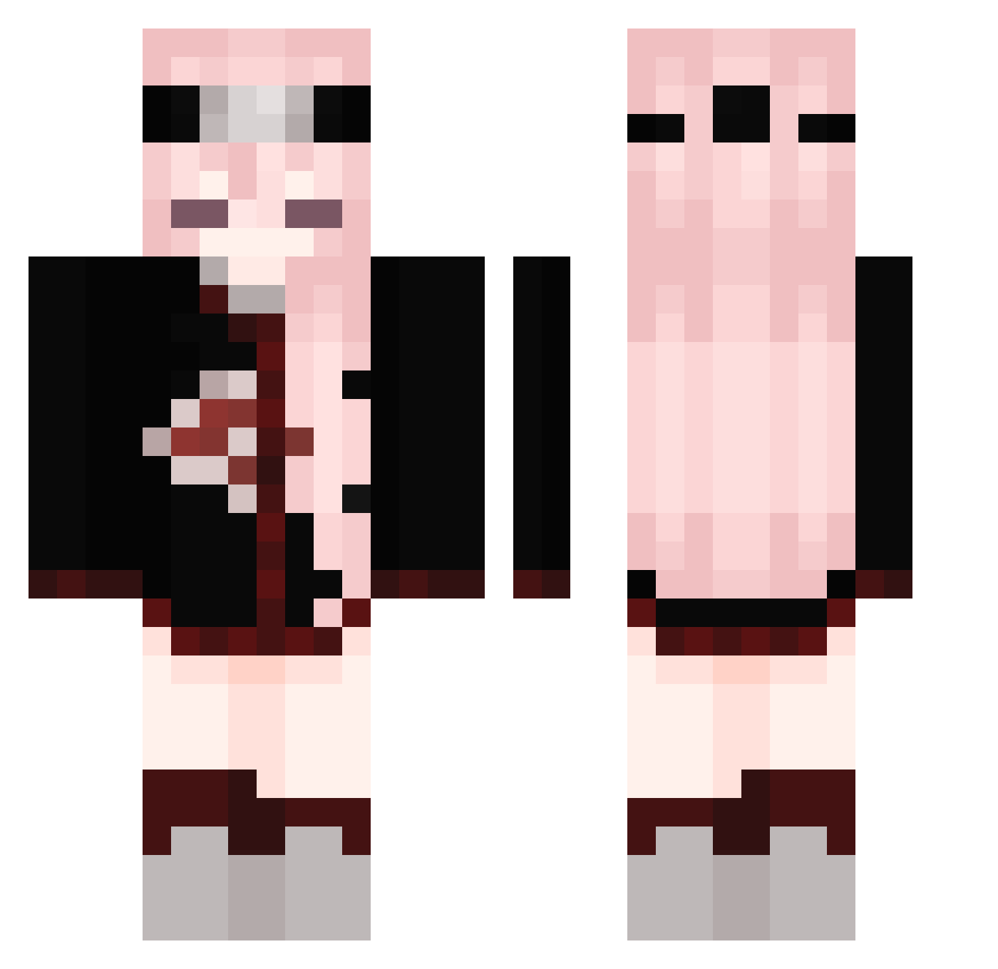 Sneaf Minecraft skin, front and back view