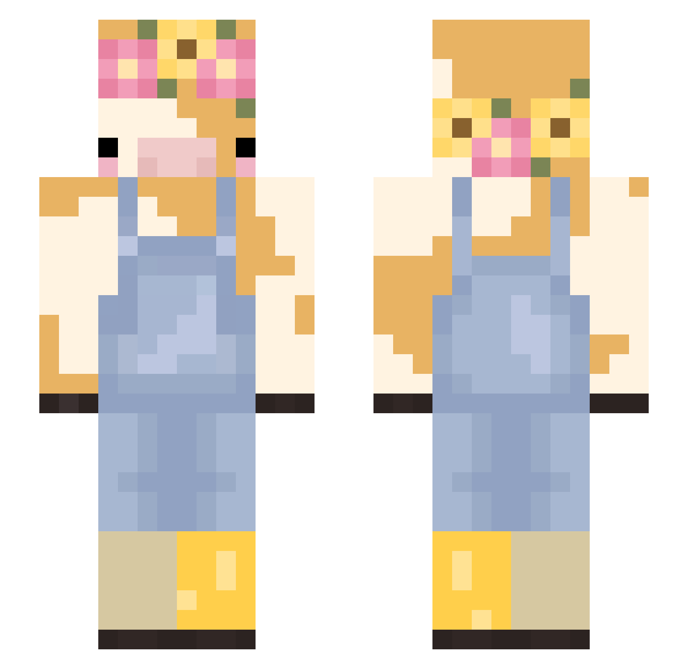 Tibolide974 Minecraft skin, front and back view