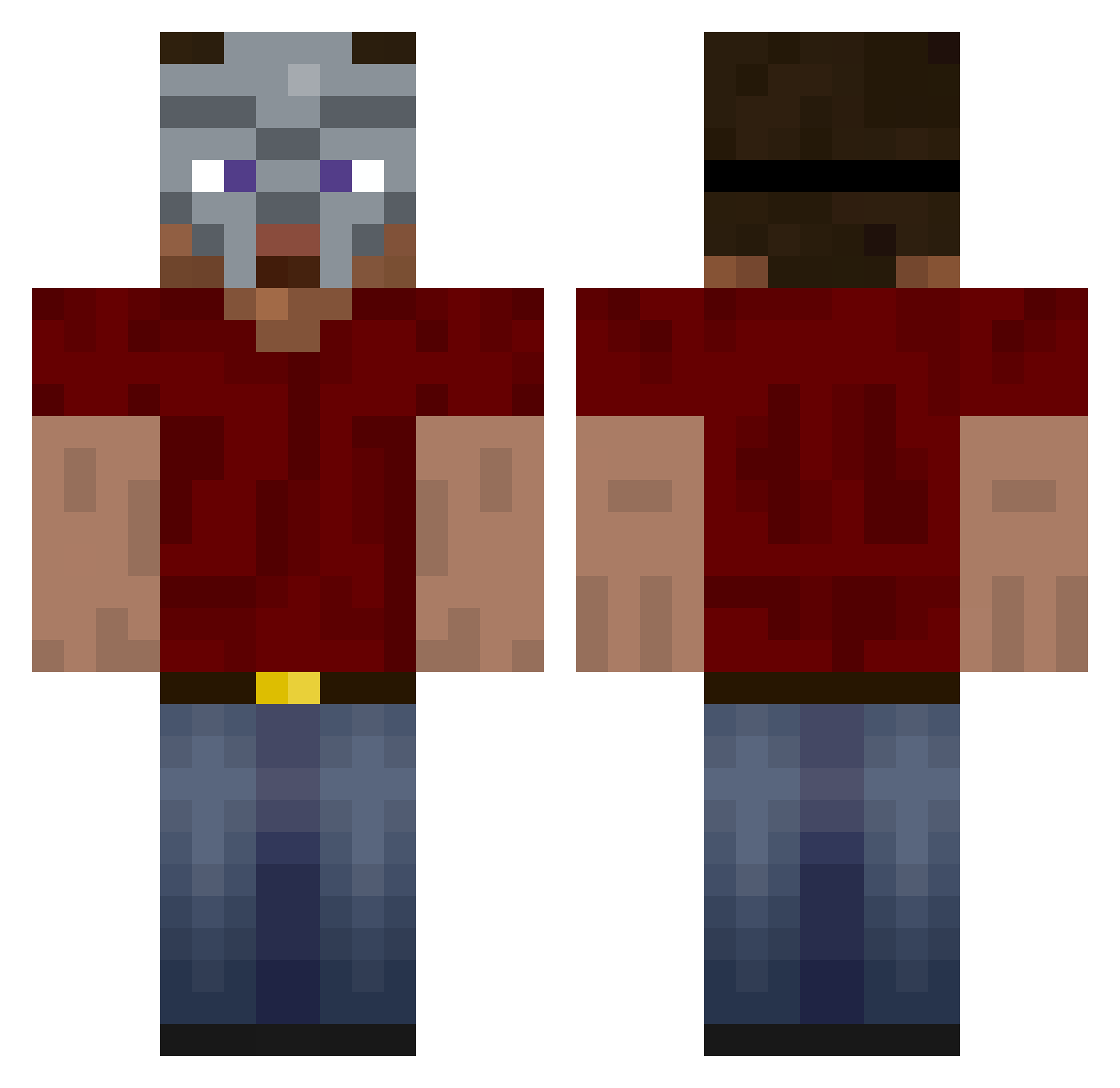 TurnBack99 Minecraft skin, front and back view