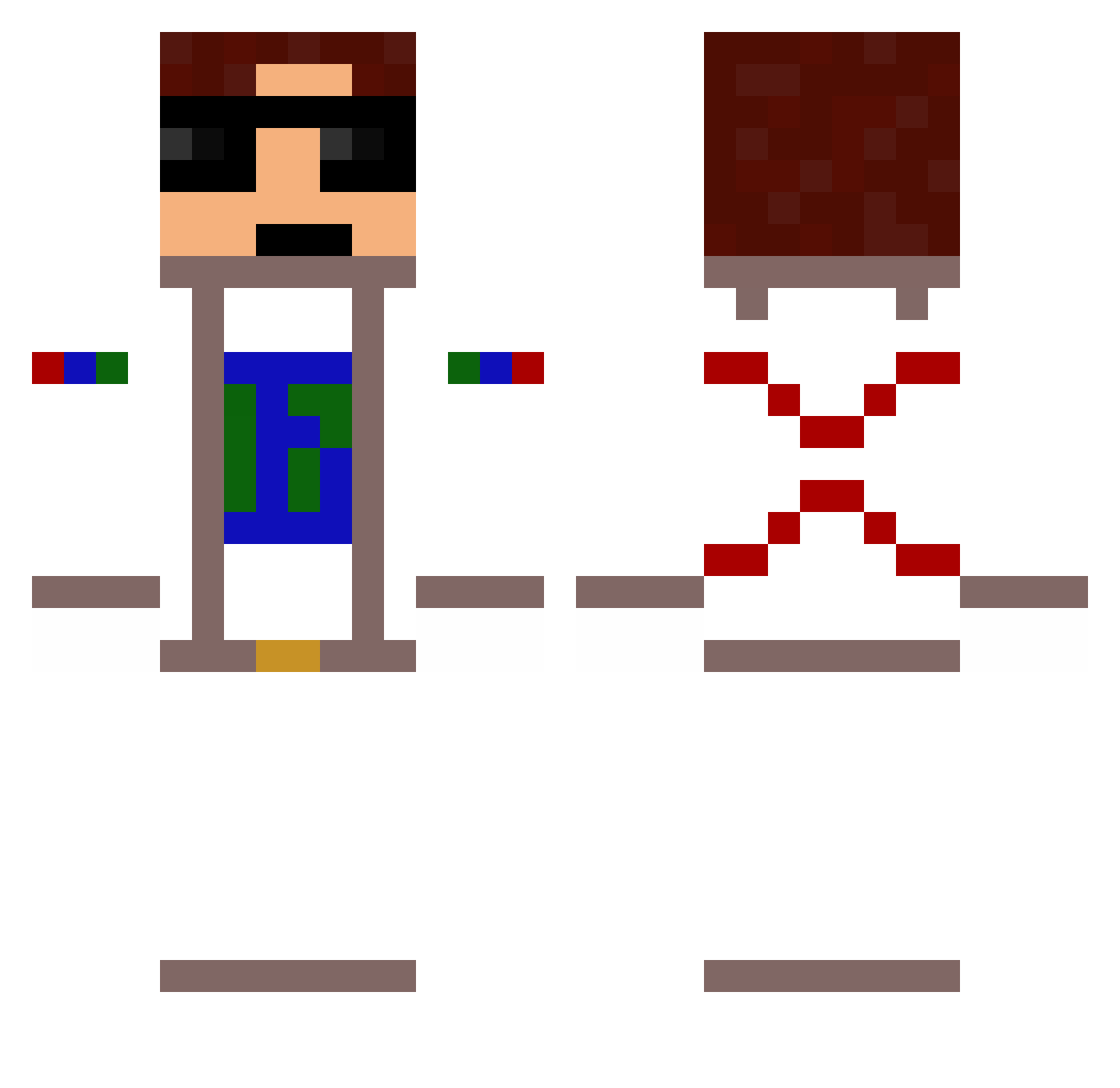 Flant1er Minecraft skin, front and back view